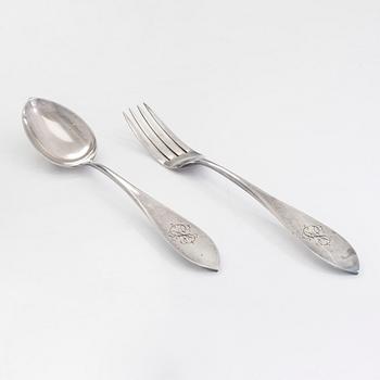 Serveringsbestick, 2 st, silver, Warszawa, Polen 1931-63.