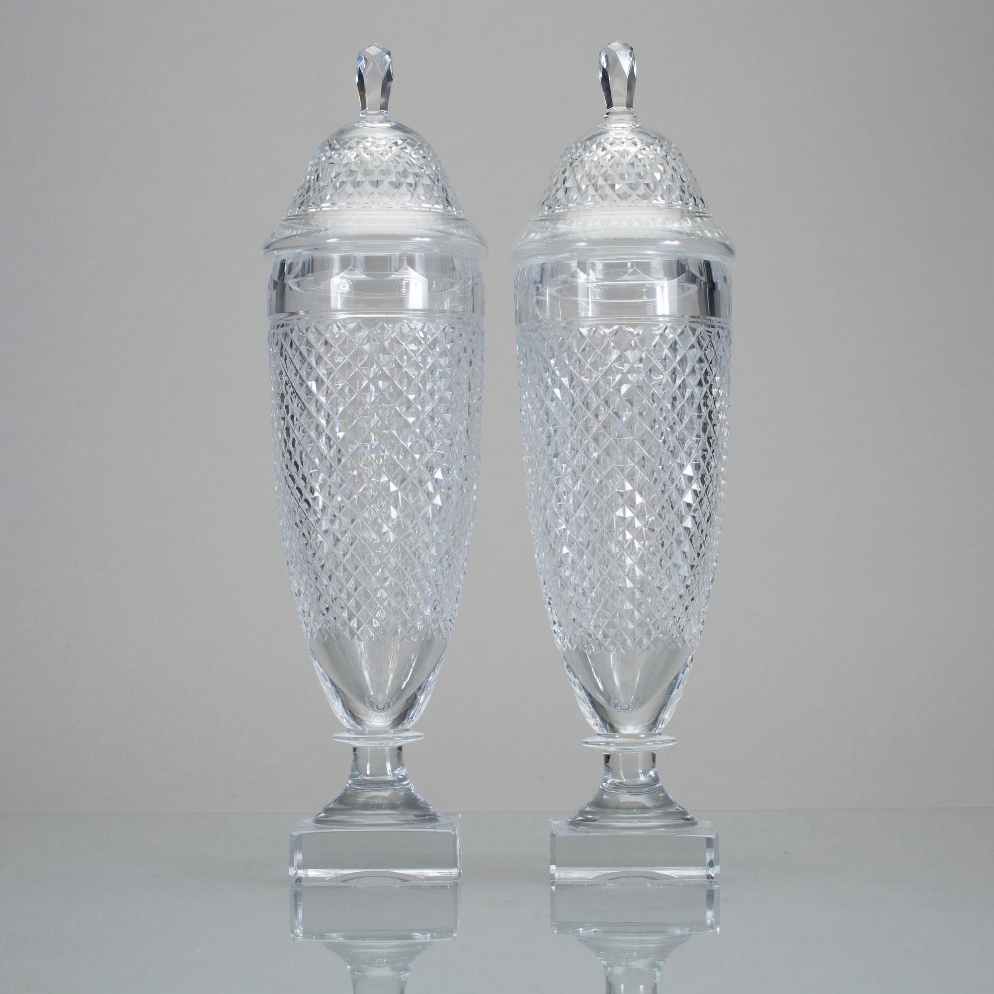 POKALER, ett par, glas, "Kent", Kosta, 1900-tal.