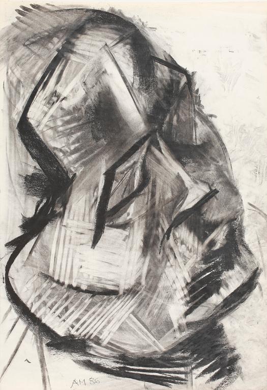 ANNE-MARIE NORDIN, kolteckning, monogramsign AM och dat 86.