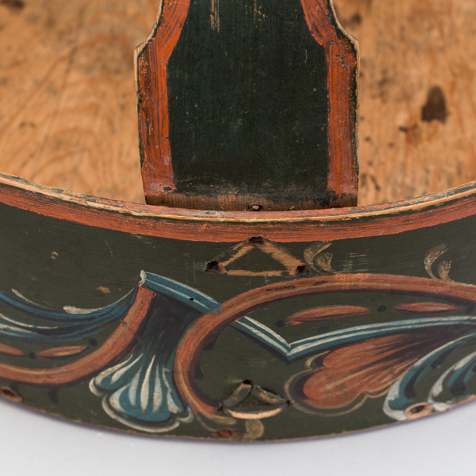 A painted folk art basket Berdalen Norway dated 1819.