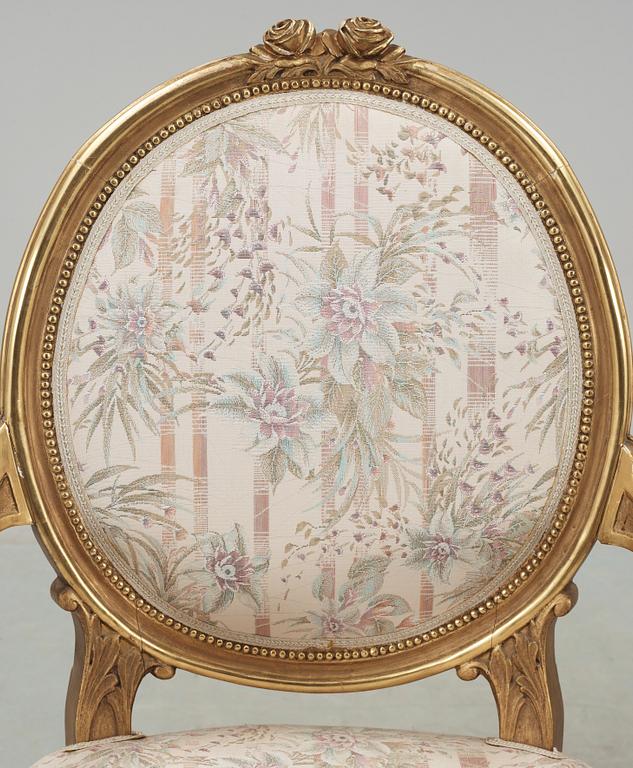 SALONGSGRUPP, 6 delar, gustaviansk stil, 1800-talets slut.