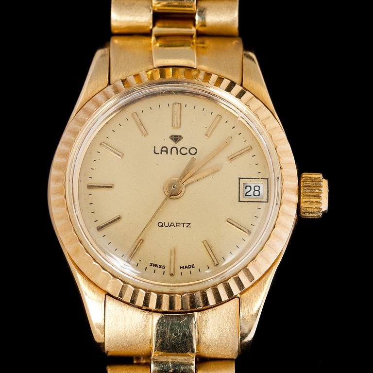 ARMBANDSUR, Lanco. Länk i 18k guld. Vikt tot ca 55 g.