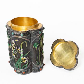 Three enamel and silver boxes, Tibet, first half of the 20th century.