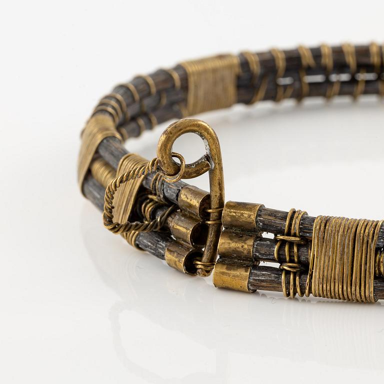 Vivianna Torun Bülow-Hübe, a necklace, brass and rattan, Stockholm executed in her own workshop late 1940's.