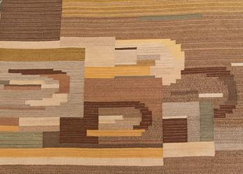 Greta Skogster-Lehtinen, hårgarnsmatta, tillverkare Aaltonens Mattväveri Kiikka 1930-tal. Ca. 360 x 300 cm.