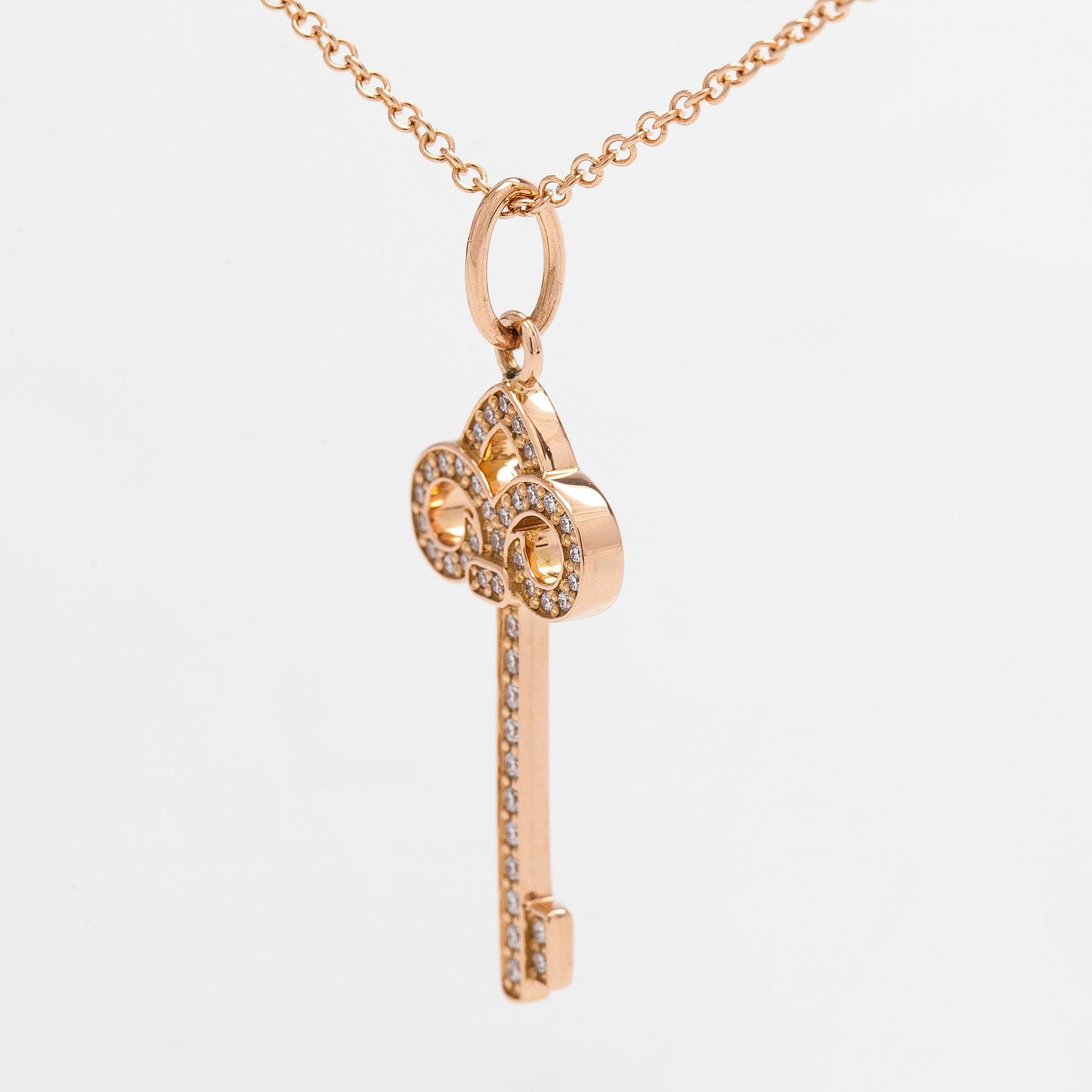 Tiffany & Co, kaulakoru, "Tiffany Keys" 18K ruusukultaa ja briljanttihiottuja timantteja.