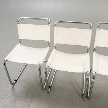 A set of four Italien chrome and leather chairs later part of the 20th century.