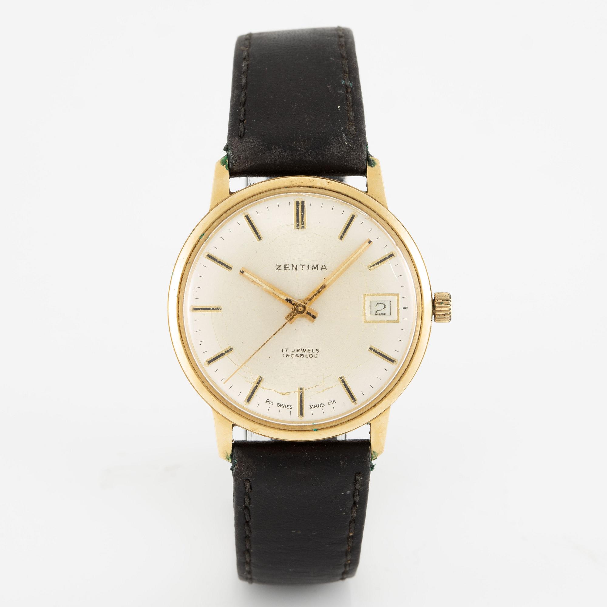 Zentima, wristwatch, 18K gold, 34 mm.