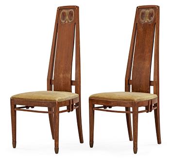 385. A pair of Alfred Grenander Art Nouveau mahogany chairs, Germany ca 1909.