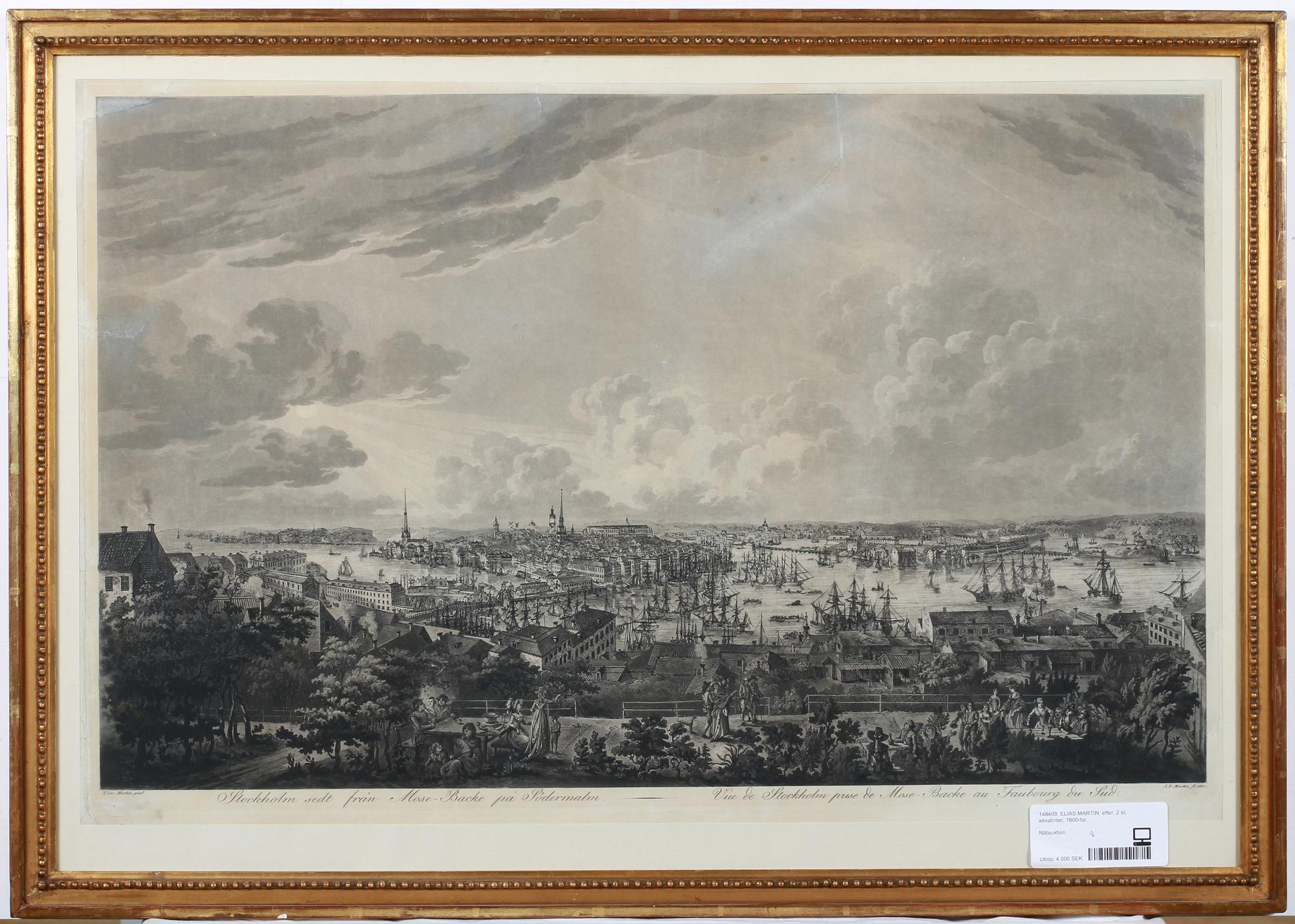 ELIAS MARTIN, efter, 2 st, akvatinter, 1800-tal.