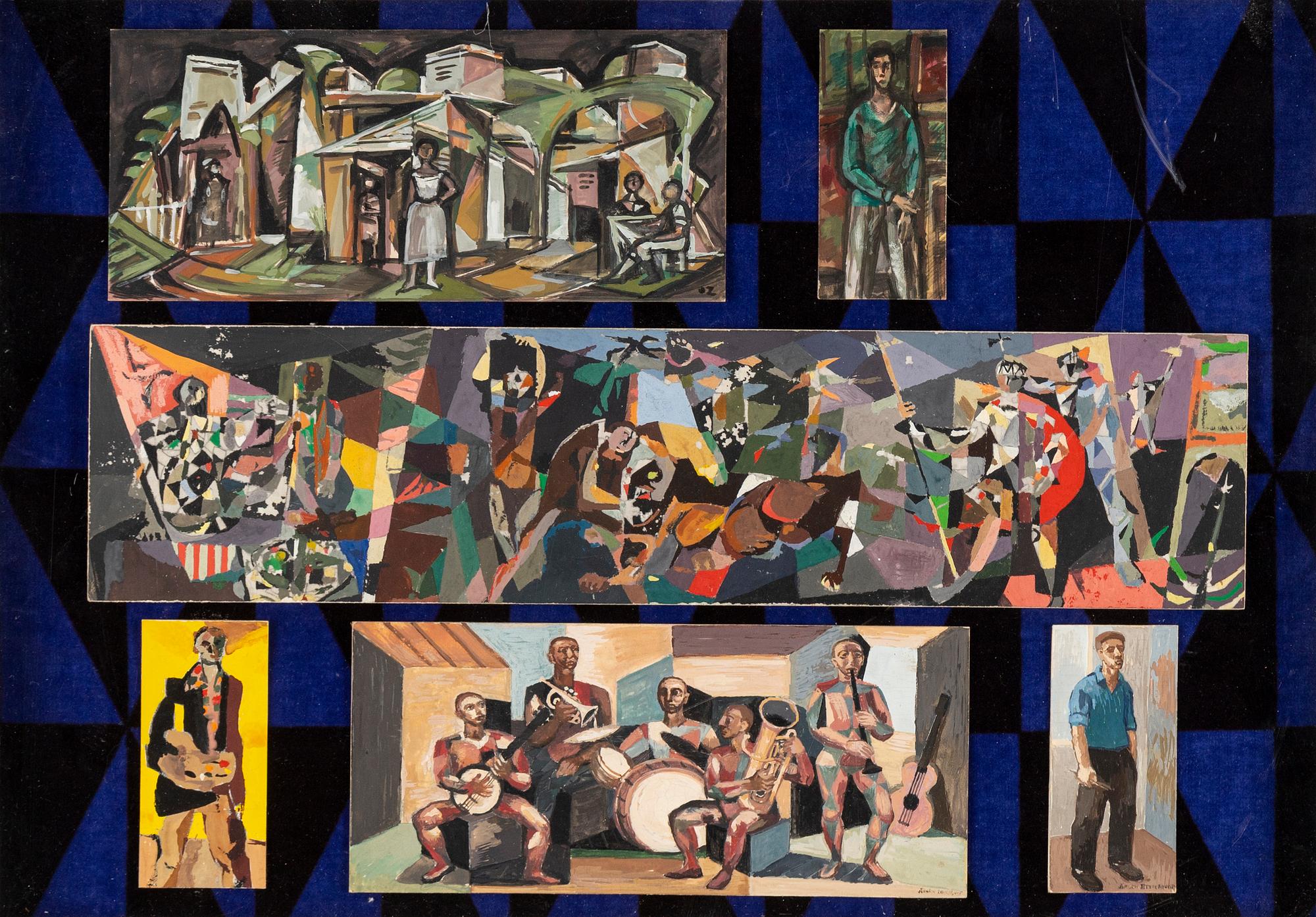 Jörgen Zetterquist,  Olle Zetterquist & Leif Knudsen, gouach, 6, signed.