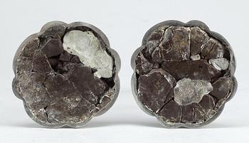 LJUSSTAKAR, ett par, silver, Carl Johan Kling, Gällivare, troligen 1857.