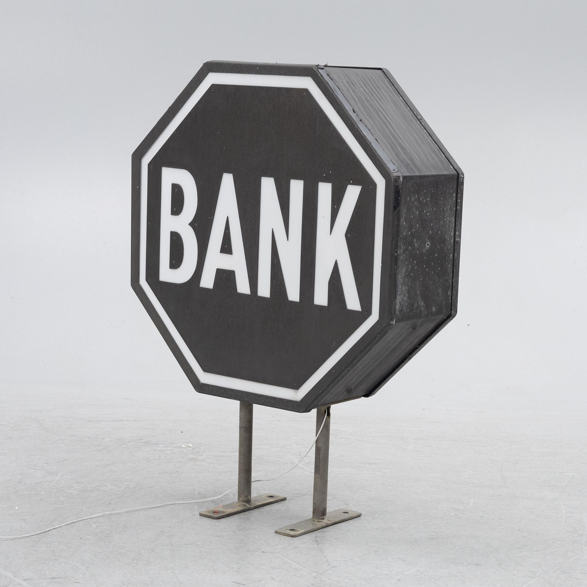 Neon sign, "Bank", second half of the 20th century.