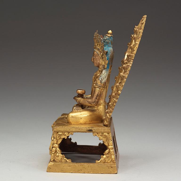 A gilt bronze figure of Amitayus, Qing dynasty, Qianlong (1736-95).