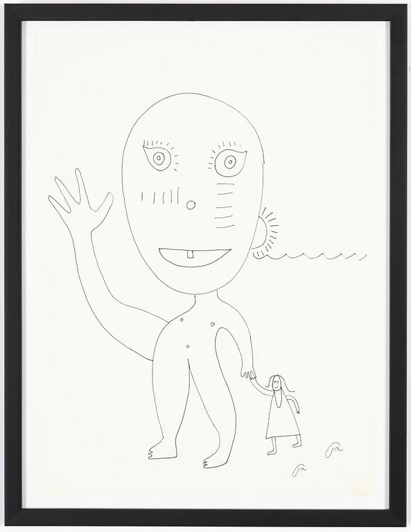 Roger Risberg, indian ink drawing, signed. Executed in 2008.