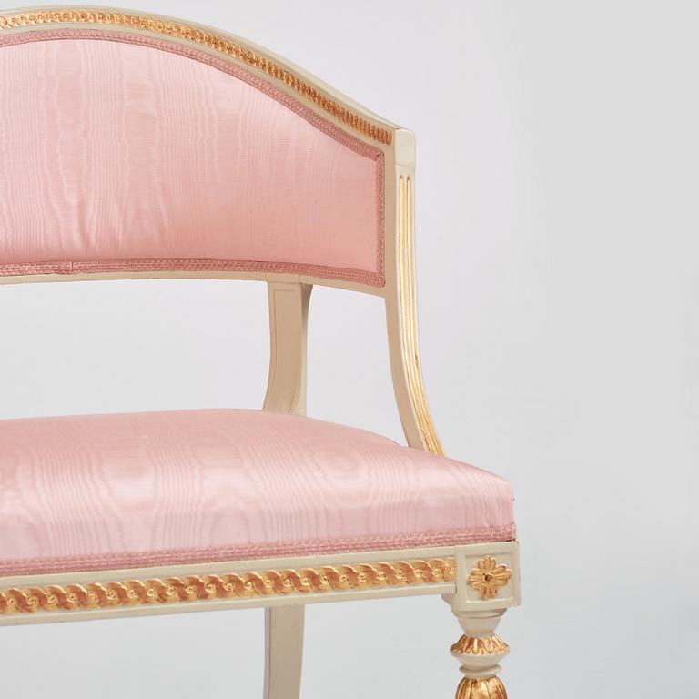 A pair of late Gustavian open armchairs, late 18th century.