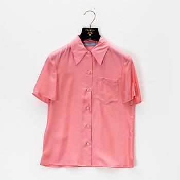 Prada, a pink silk blouse, size 36.