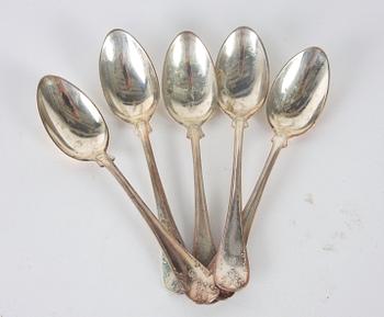 KAFFE- och TESKEDAR, 28 st, silver, olika stämplar o modeller.