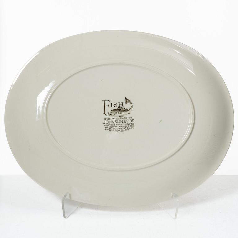 Fiskservis, 13 delar, flintgods, "Fish", Johnson Bros, England.