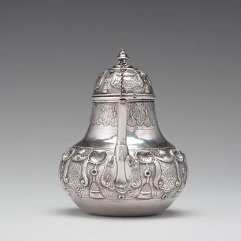 A Dutch 18th century silver tea-pot, mark possibly of Abraham Marshoorn, Amsterdam (1722-1754).
