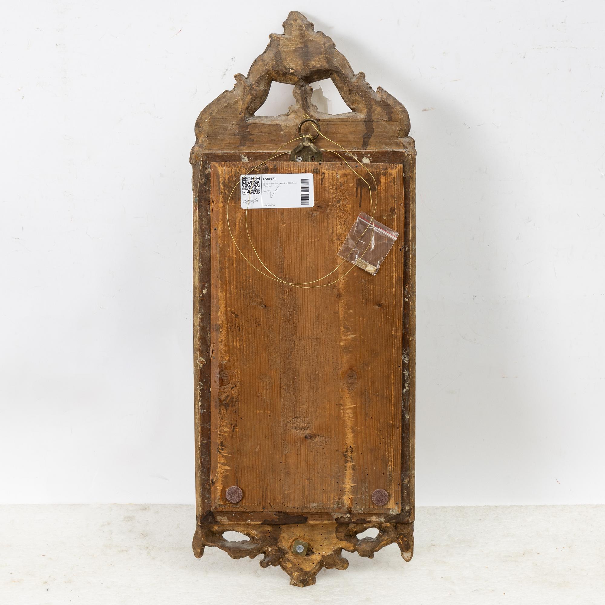 Mirror wall sconce, Rococo, 1770s.