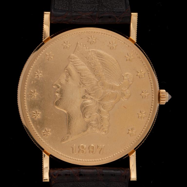ARMBANDSUR, herr, Corum, Twenty Dollar Coin, 18k guld, 1984.
