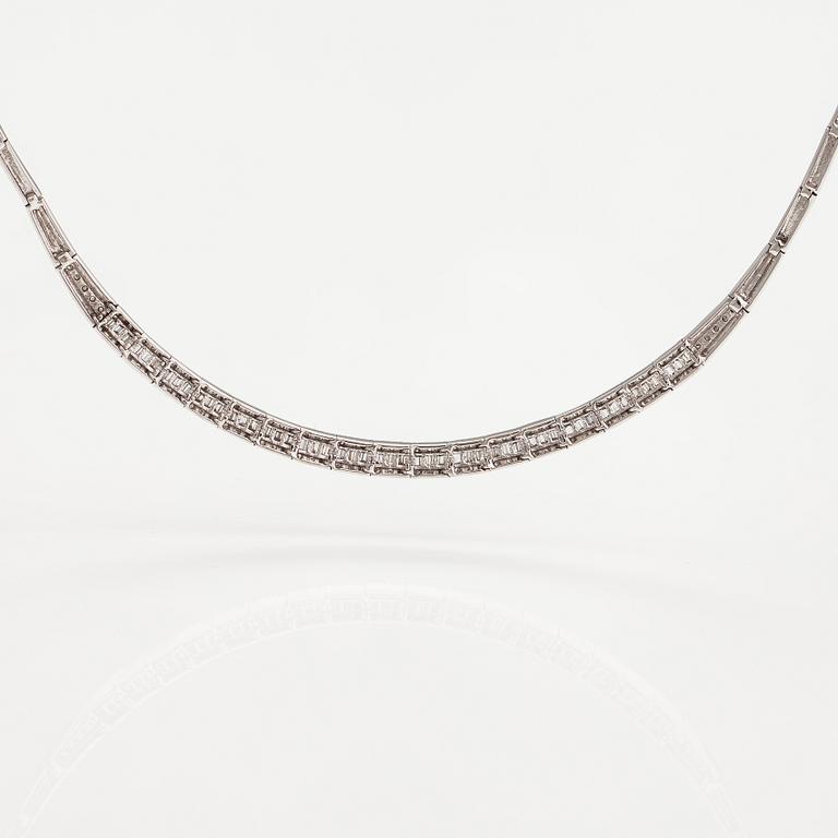 Halsband, 14K vitguld, diamanter ca 1.30 ct tot.