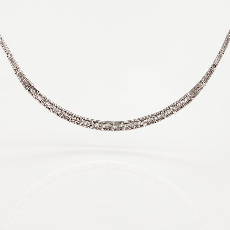 Halsband, 14K vitguld, diamanter ca 1.30 ct tot.