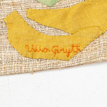 Ulla Grytt, textile collage, signed Ulla Grytt, c. 358 x 70 cm.