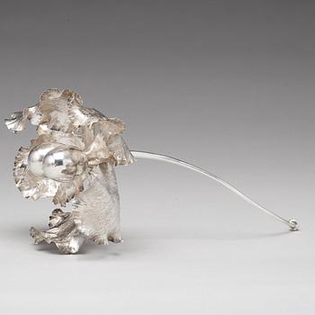 Kristian Nilsson, a sterling perfume flacon in the shape of an orchid, Stockholm 1981.