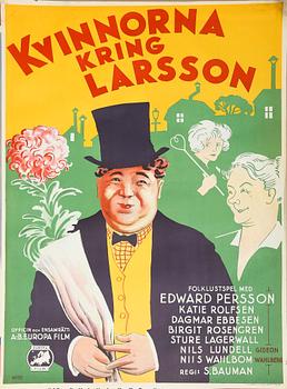 FILMAFFISCH, litografiskt tryck, "Kvinnorna kring Larsson", 1934.