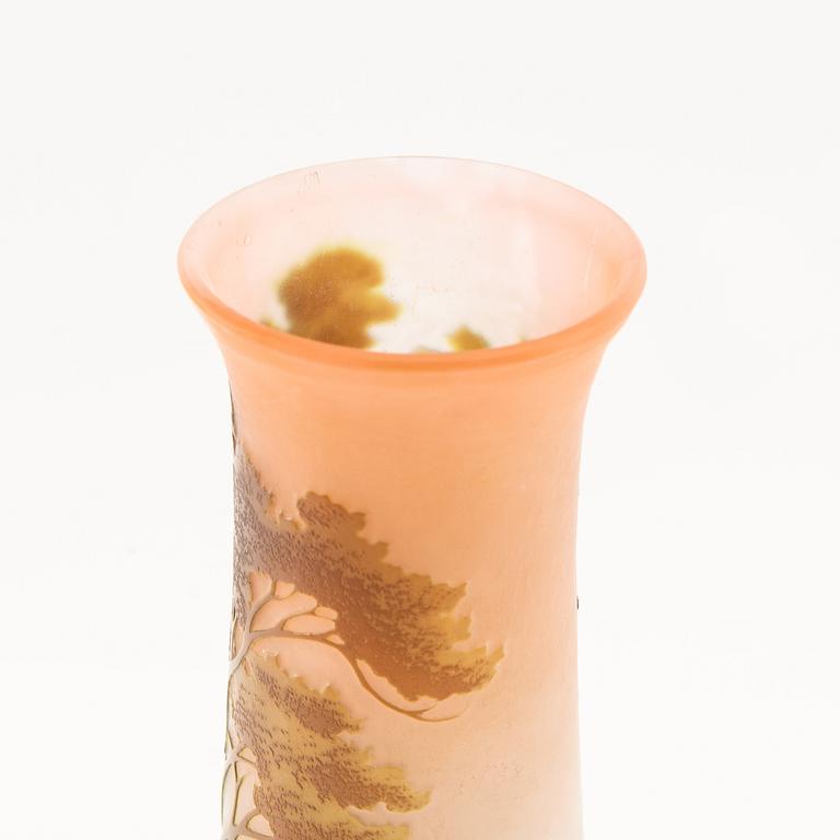 Emile Gallé, vase, glass, Art Nouveau early 20th century, Nancy, France.