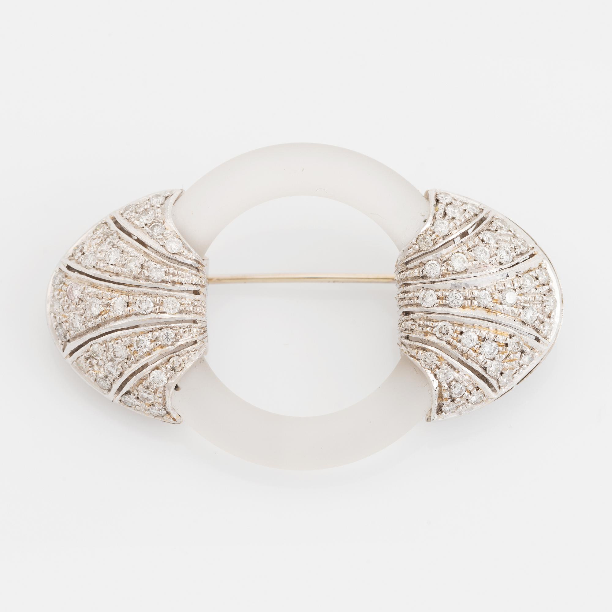 Rock crystal and brilliant cut diamond brooch.