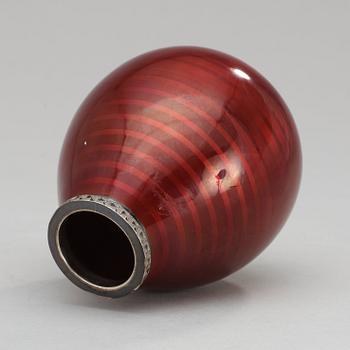 A David-Andersen sterling and red enamel vase, Norway probably 1930's.