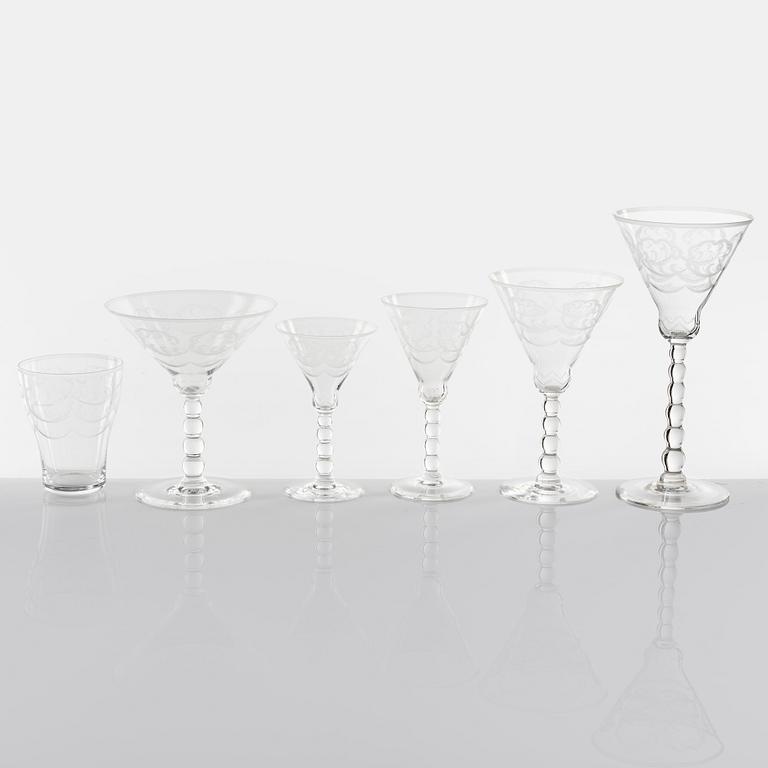 Simon Gate, glasservis, 46 delar, "Molnet", Orrefors.