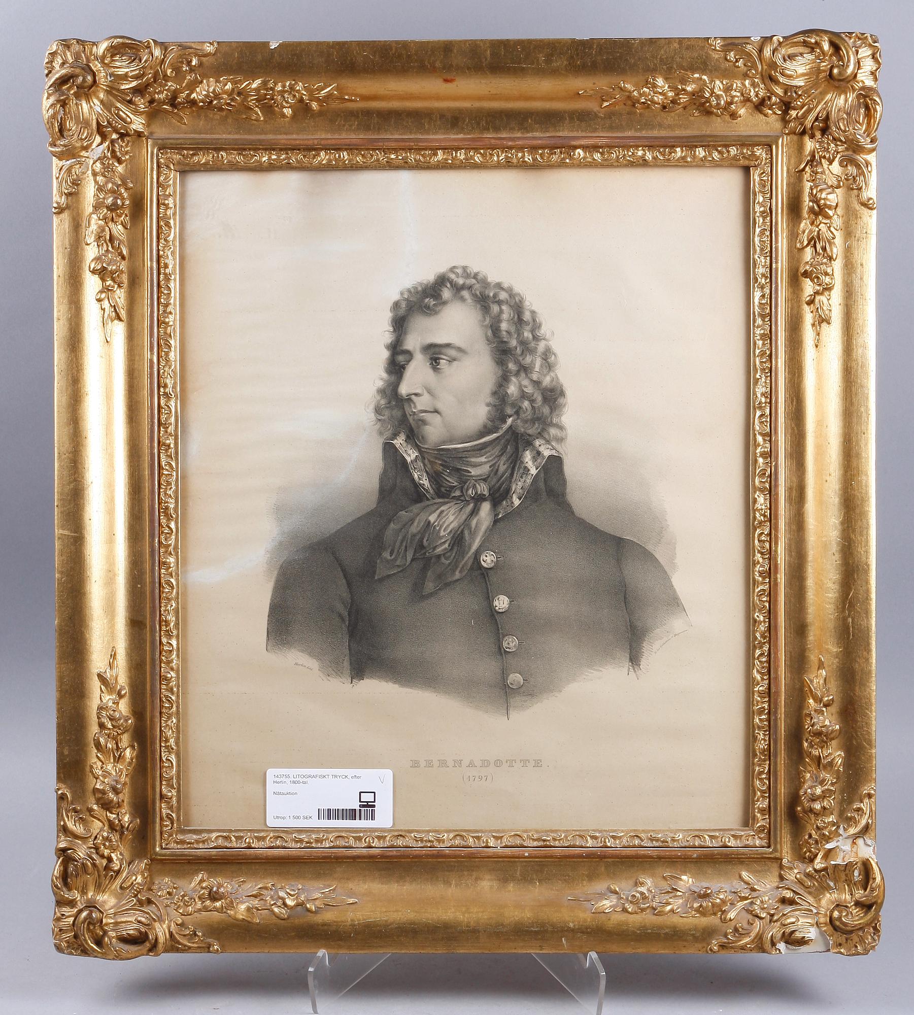 LITOGRAFISKT TRYCK, efter Herlin, 1800-tal.