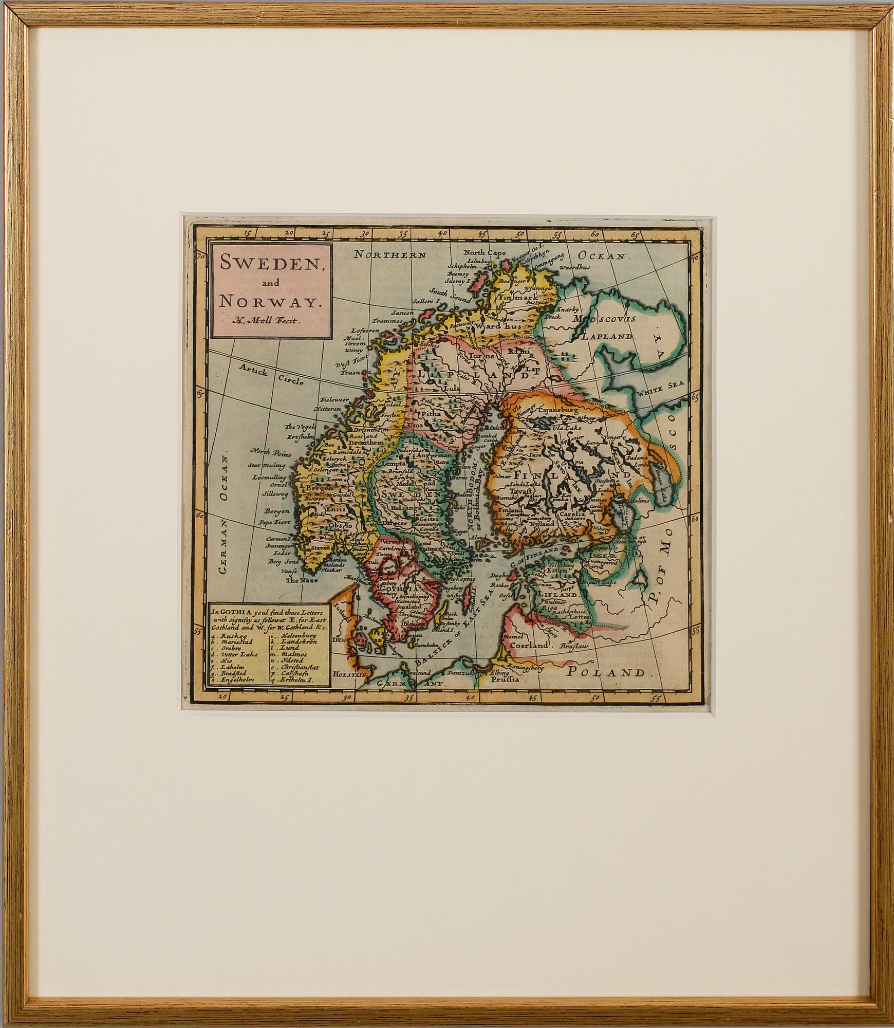 KOPPARSTICK, 2 st, kartor, 1700-/1800-tal, Skandinavien.