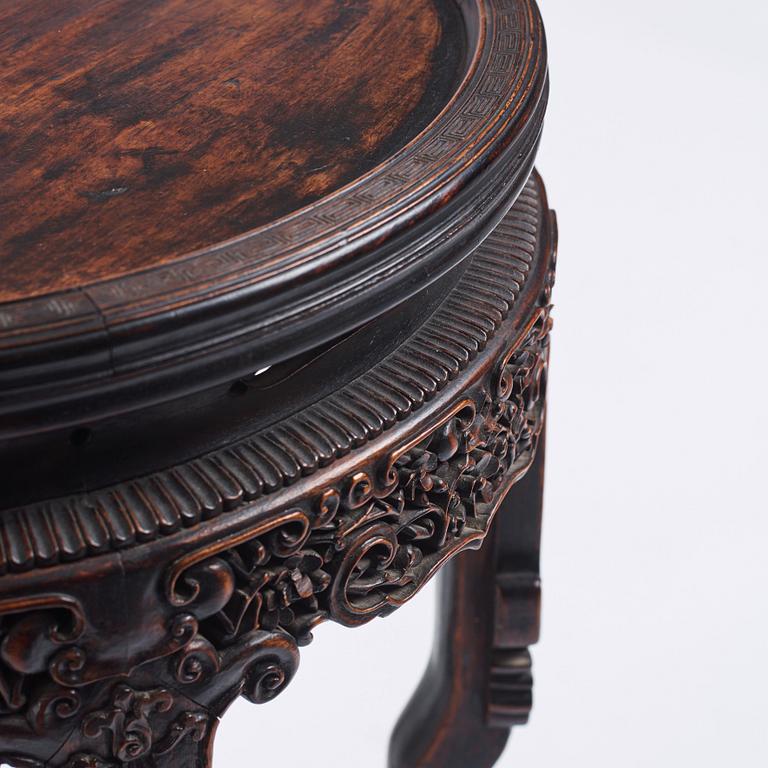 A pair of Chinese Hongmu side tables, Qing dynasty, 19th Century.
