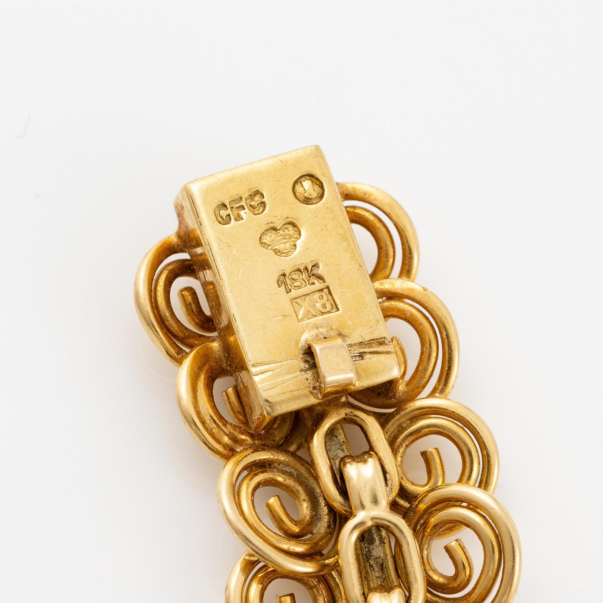 Necklace and bracelet, Carlman, 18K gold.