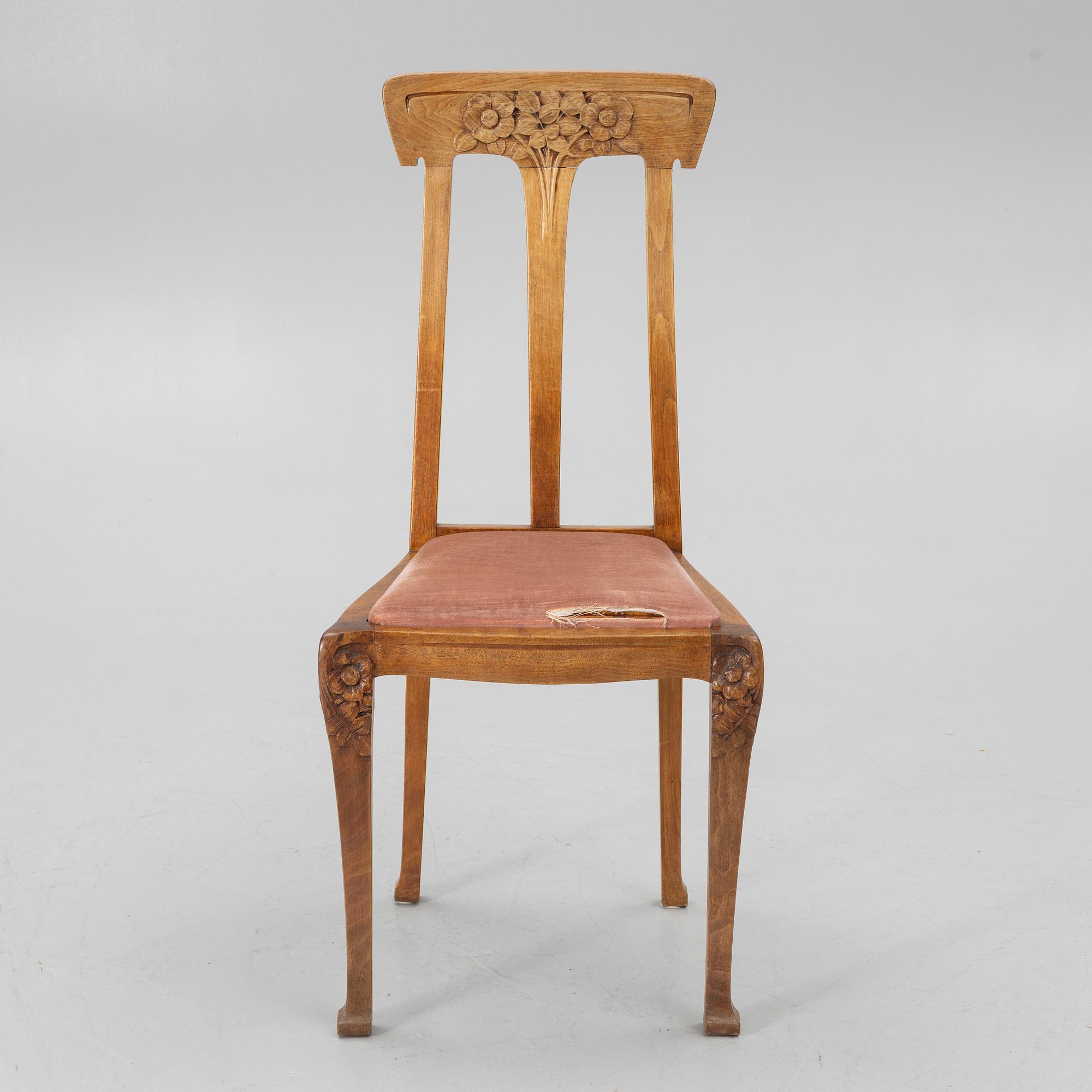An Art Nouveau desk and chair, early 20th century.