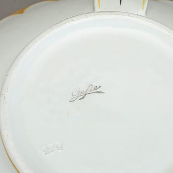ÄGGTERRIN med ÄGGKOPPAR, 6 st, porslin, Arthur Percy, Gefle, 1900-tal.