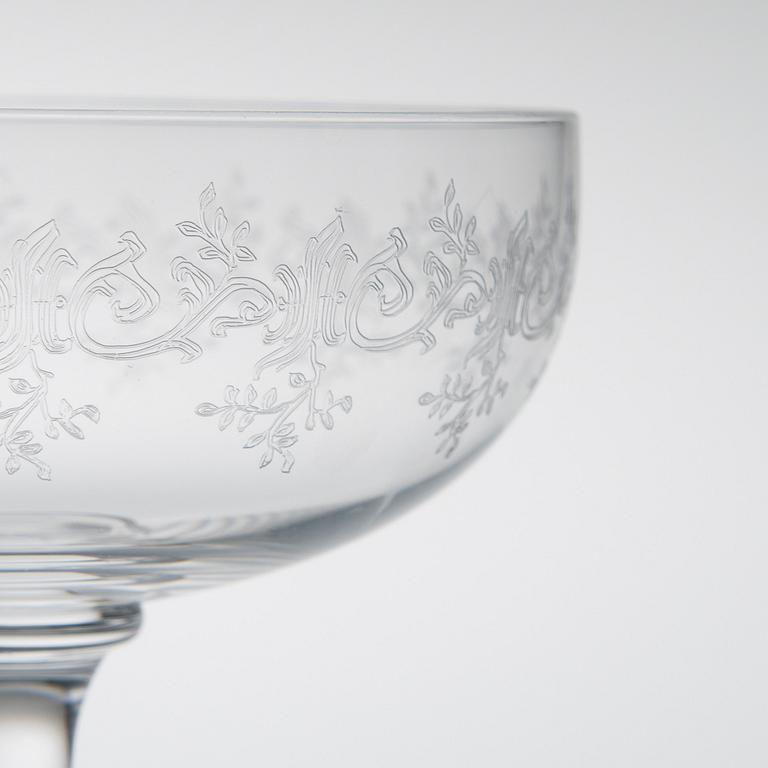 CHAMPAGNEGLAS, 10 st, Baccarat, 1900-talets slut.