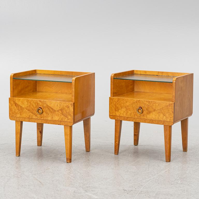 Bedside tables, a pair, Swedish Modern, 1940s.