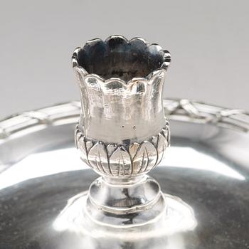 A pair of Swedish 18th century silver chamber-candlesticks, mark of Isak Sauter, Stockholm 1772.