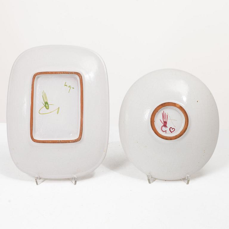 Gustavsberg, a vase, bowl and dish, Gustavsberg Studio.