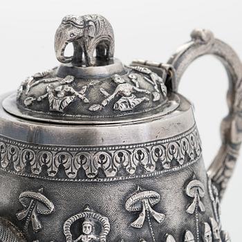 An Indian silver teapot.