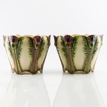 Outer casing a pair of Art Nouveau, Saint Clement France early 20th century stoneware.
