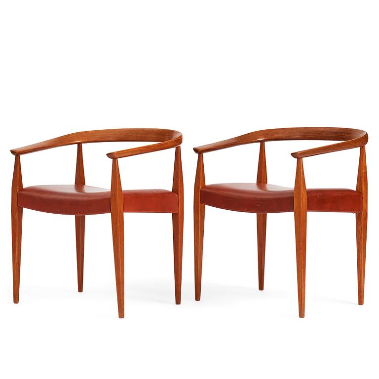 Nanna Ditzel, a pair of armchairs, "model 113", Poul Kolds Savværk, Denmark 1950-60's.