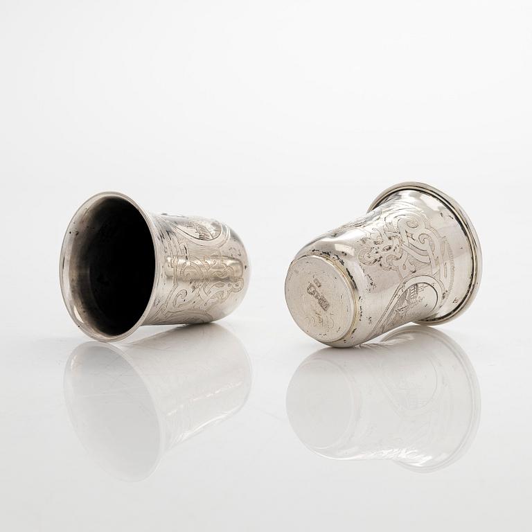 A pair silver cups, Moscow 1862.