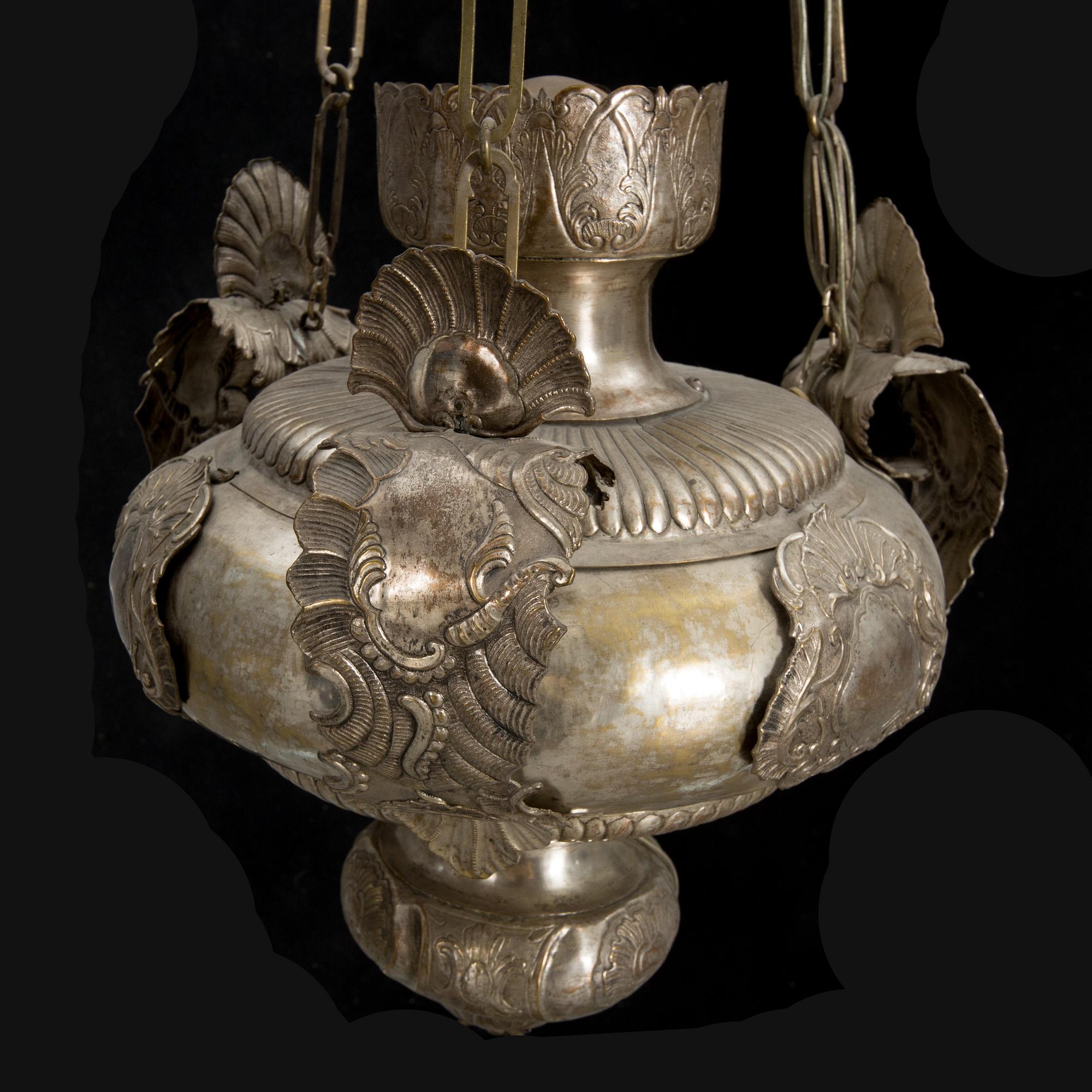 TAKLAMPA, försilvrad, rysk ortodox, 1800-tal.